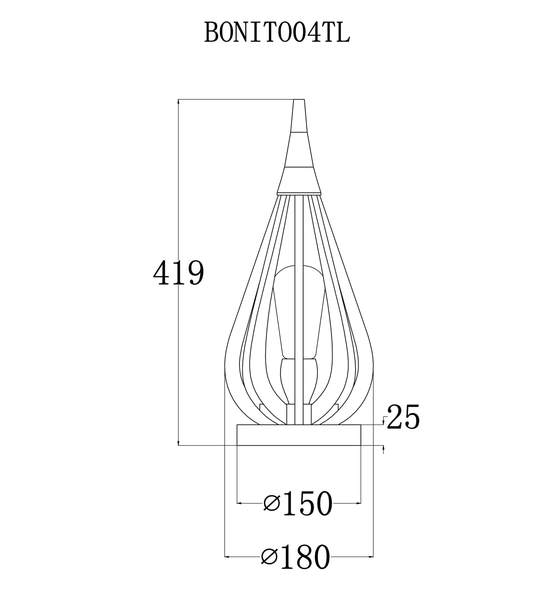 BONITO: Taupe Wood Tear Drop Shape Table Lamp