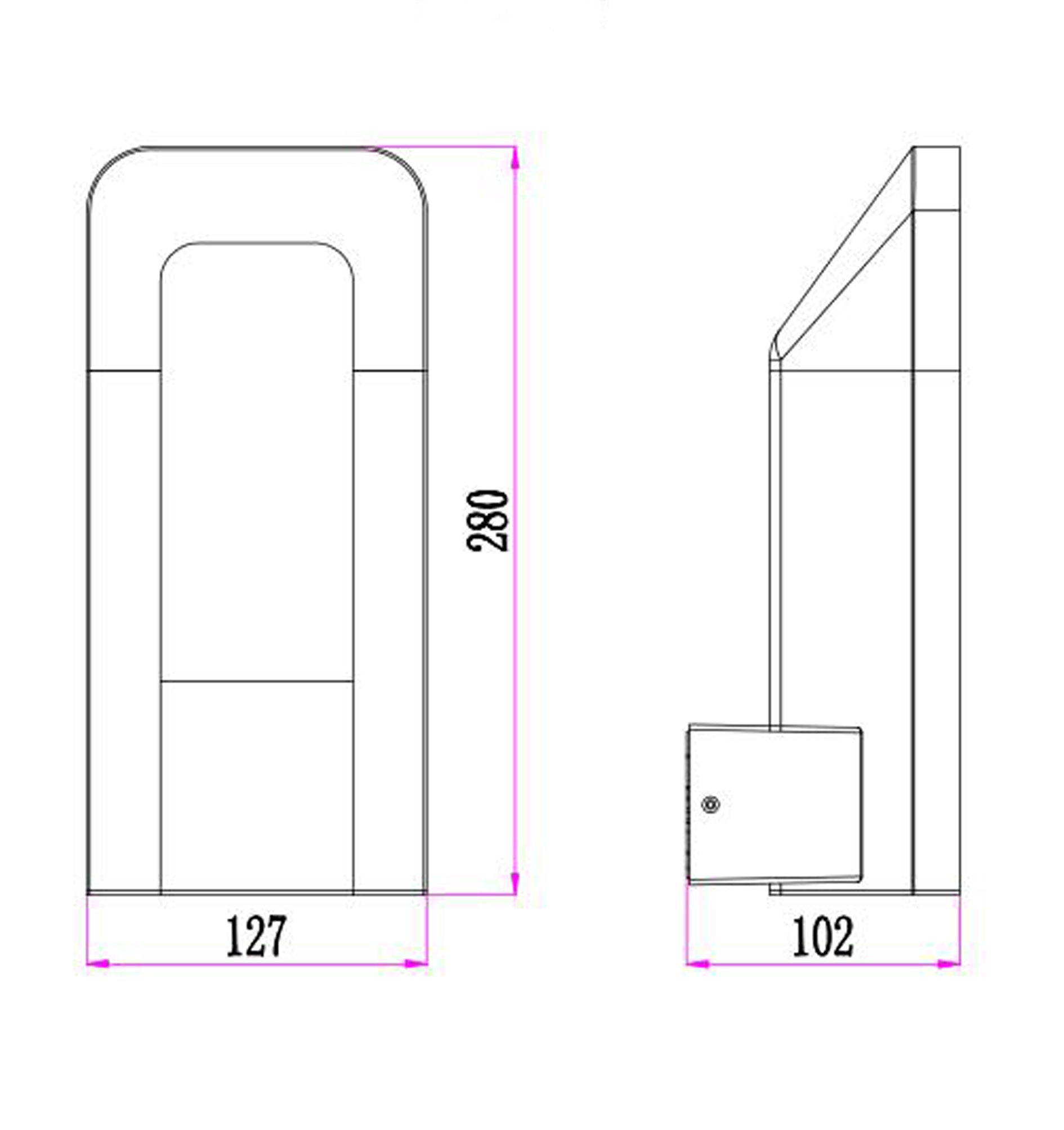 HATHOR: Exterior LED Dark Grey Rectangular Surface Mounted Wall Light IP54