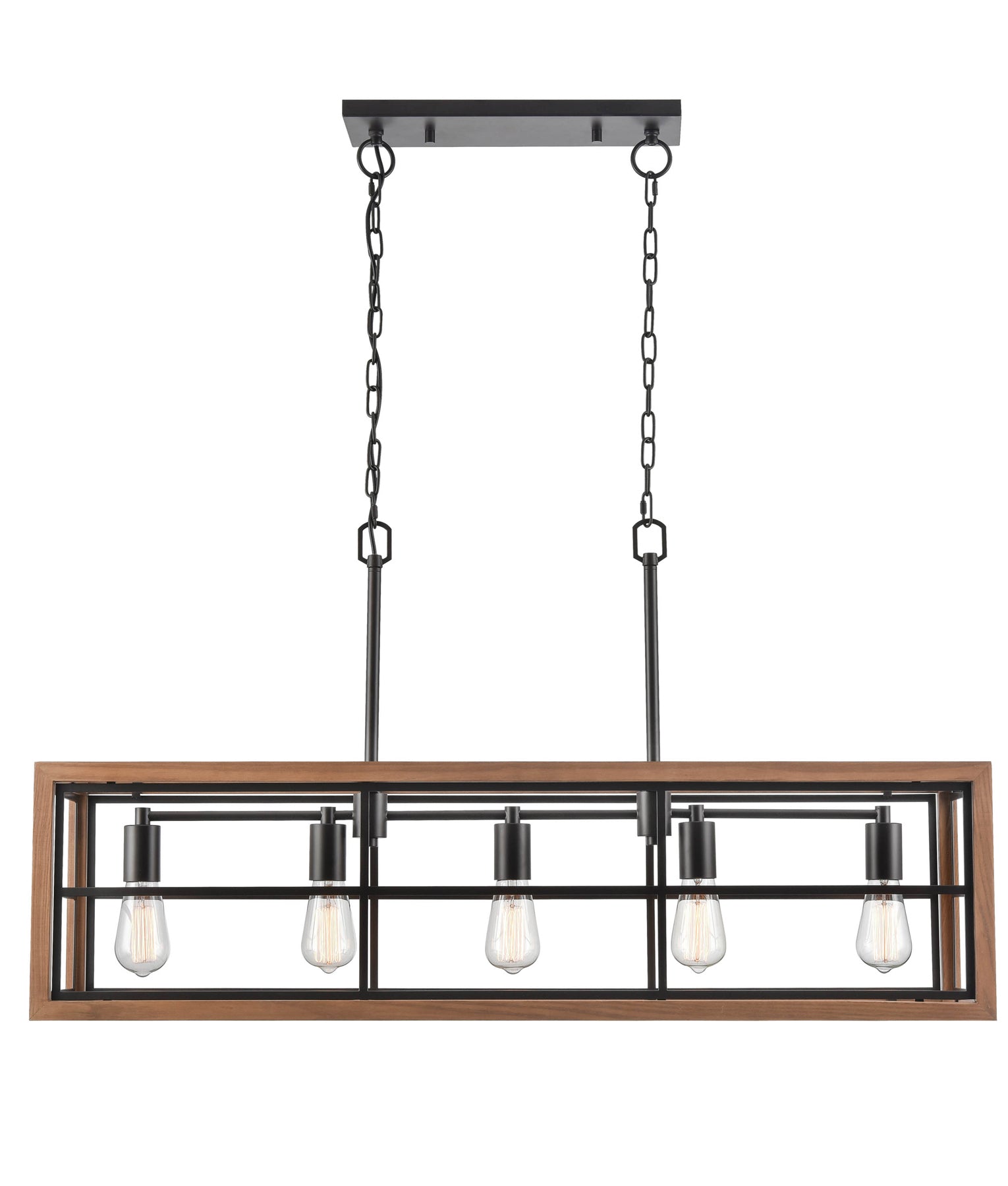 BANQUET Interior Rectangular Wood Frame Pendant Lights