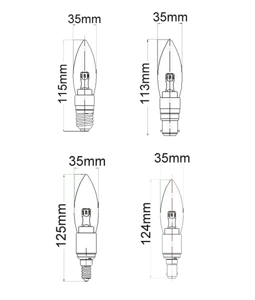 Candle LED Dimmable Globes Clear / Frosted Diffuser (4W)