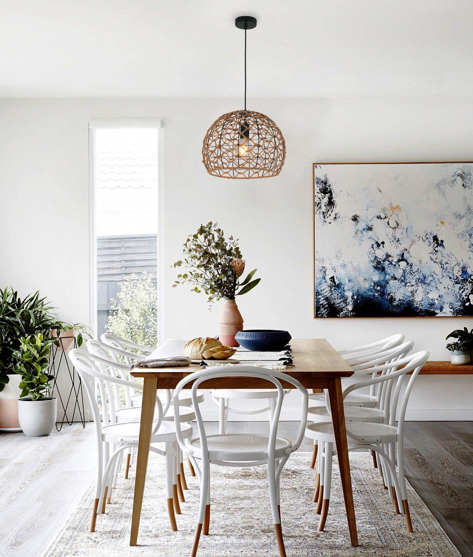 CANAMO Dome Pendant Light in Natural Hemp