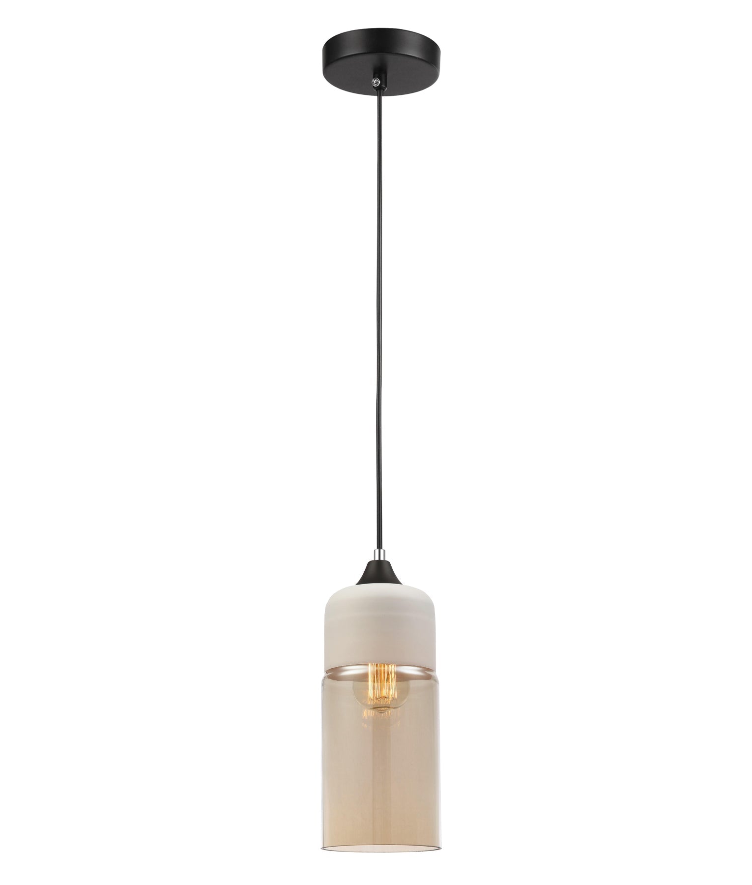 CASA: Retro White With Amber Oblong Pendant Light