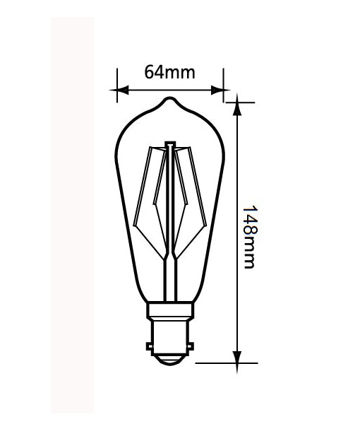 ST64 Pear Shape LED Filament Dimmable Globes Clear Diffuser (8W)