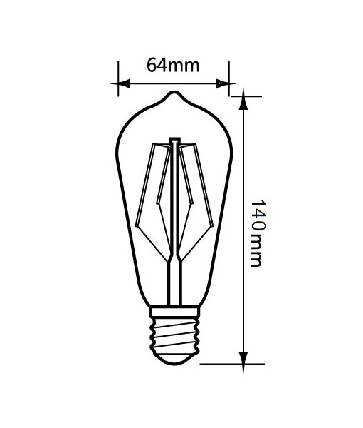 ST64 Pear Shape LED Filament Dimmable Globes Clear Diffuser (8W)