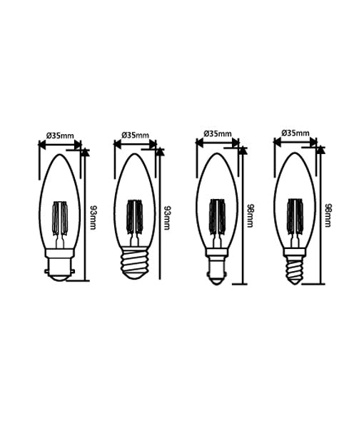 Candle LED Filament Dimmable Globes Clear Diffuser (4W)