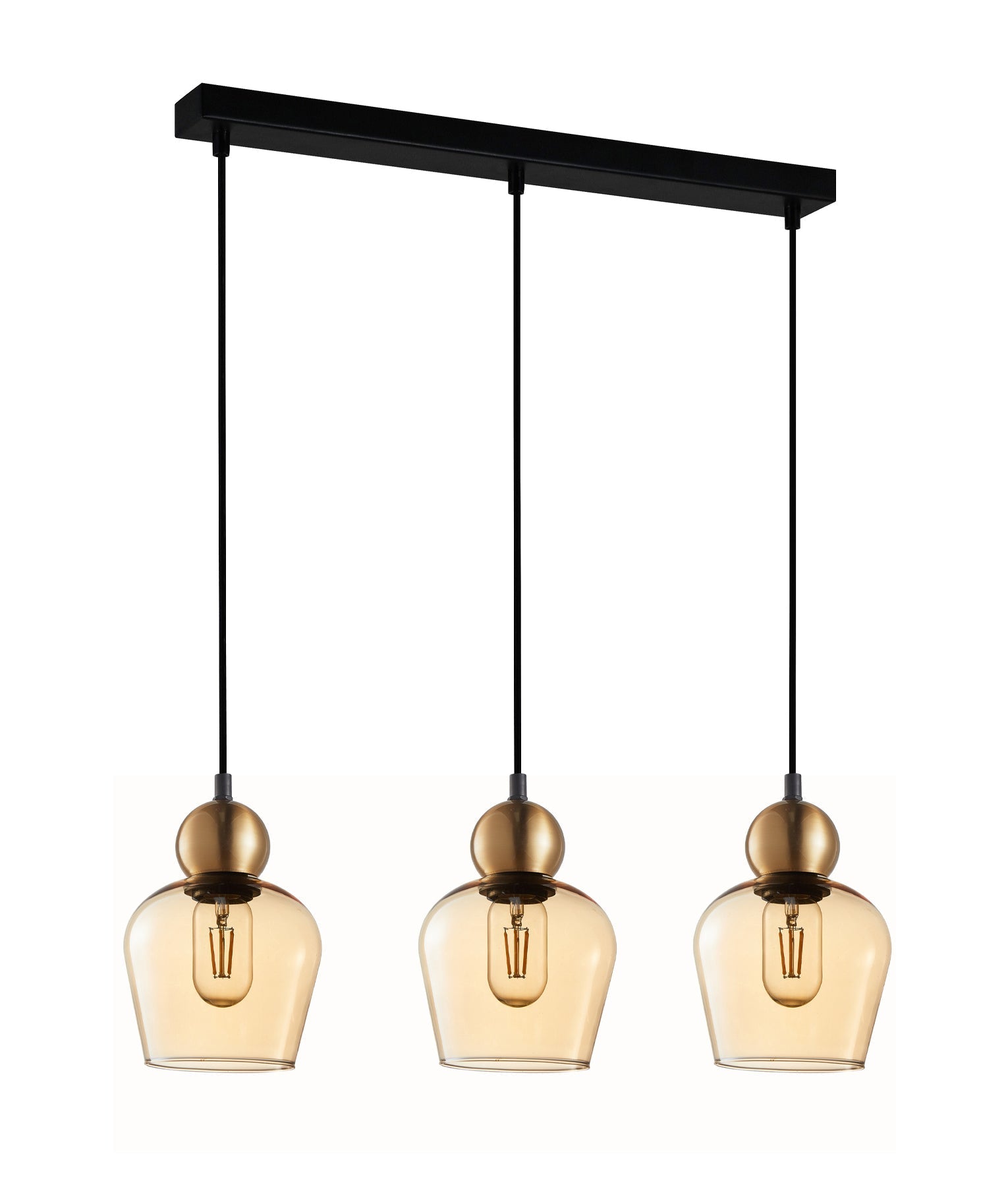 CHAMPAN: Interior Bronze Amber / Smokey Black Glass Ellipse Multiple Bar Base Pendant Lights