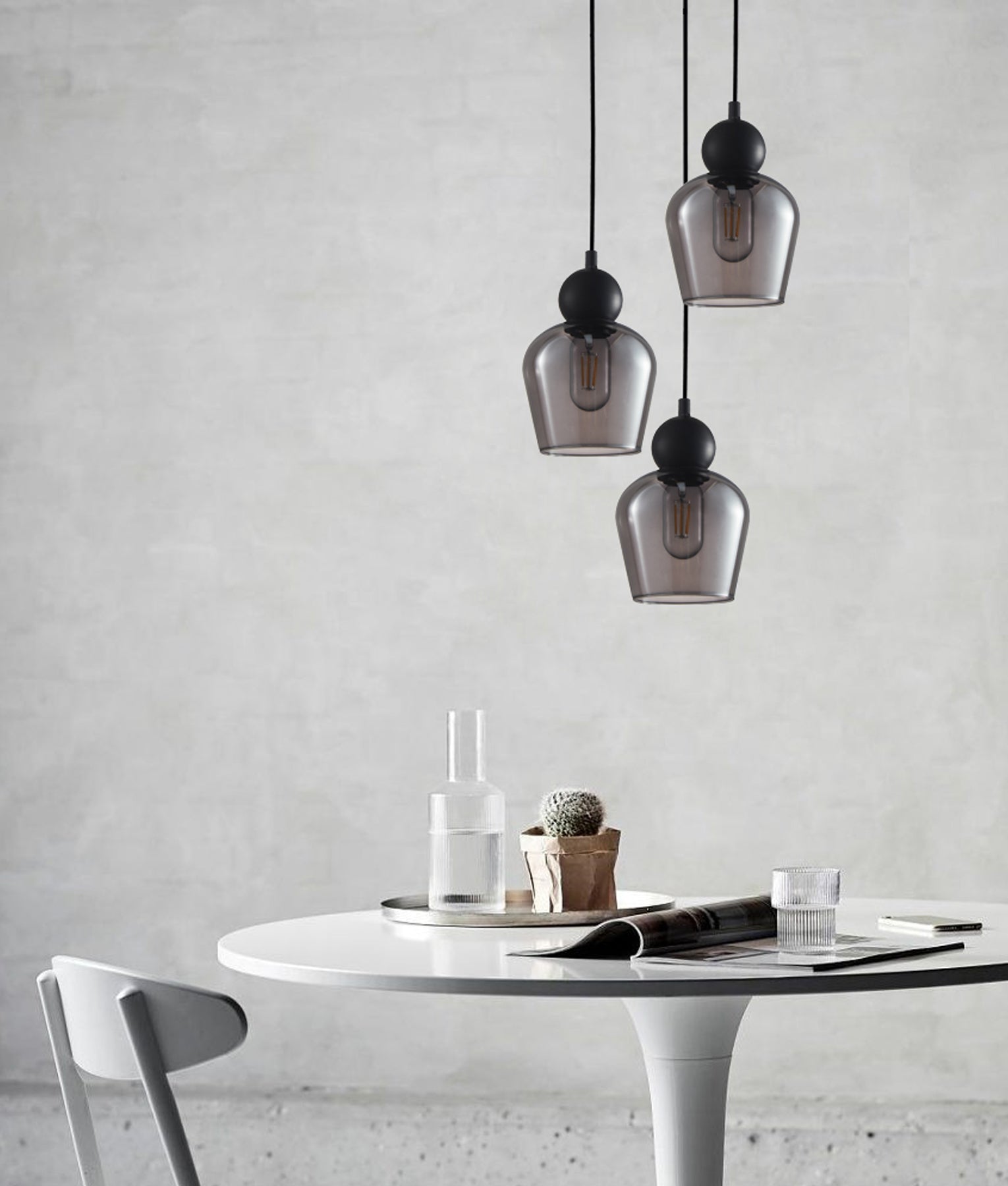 Smokey Black Glass Ellipse Pendant Lights 