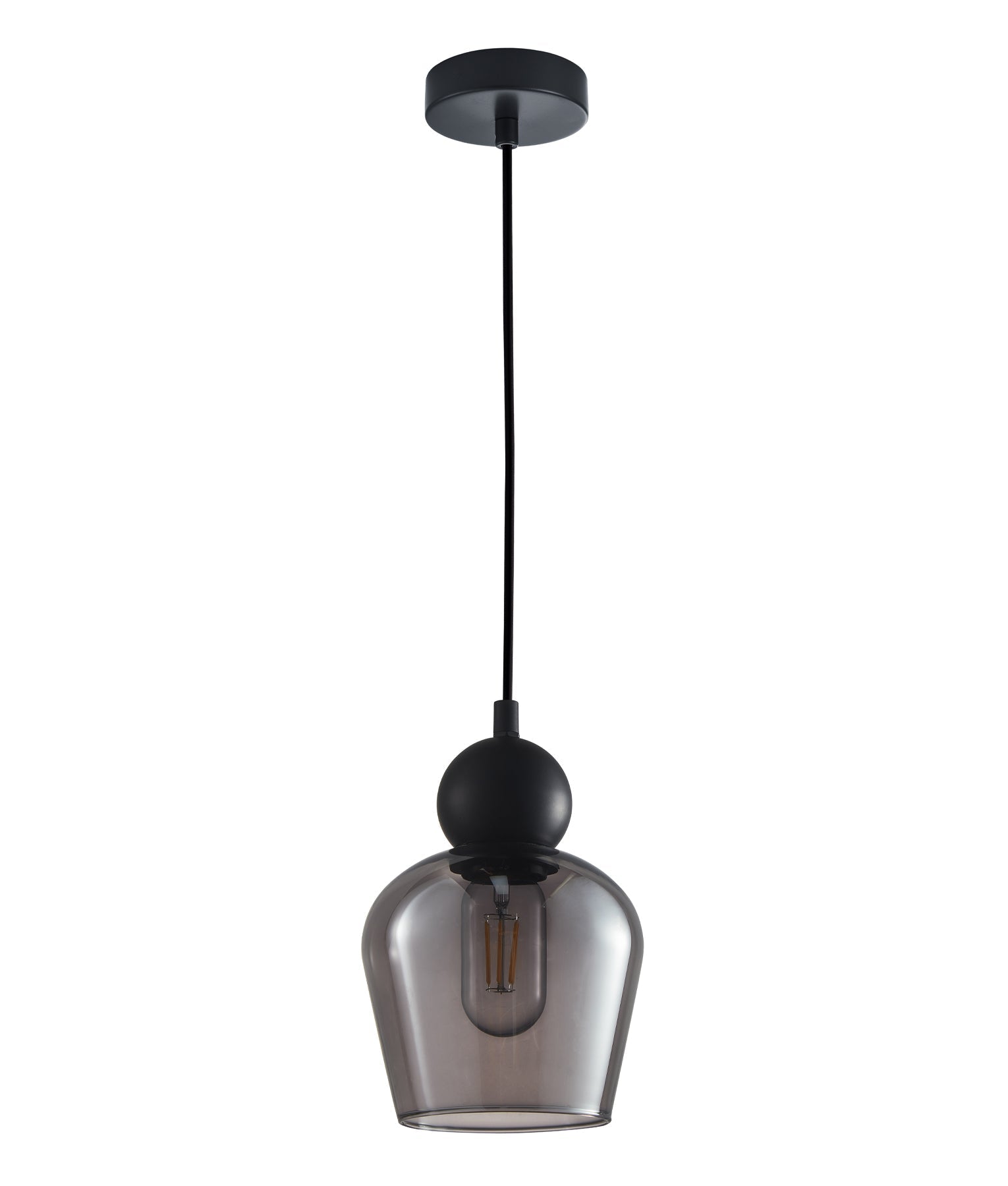 Smokey Black Glass Ellipse Pendant Lights 