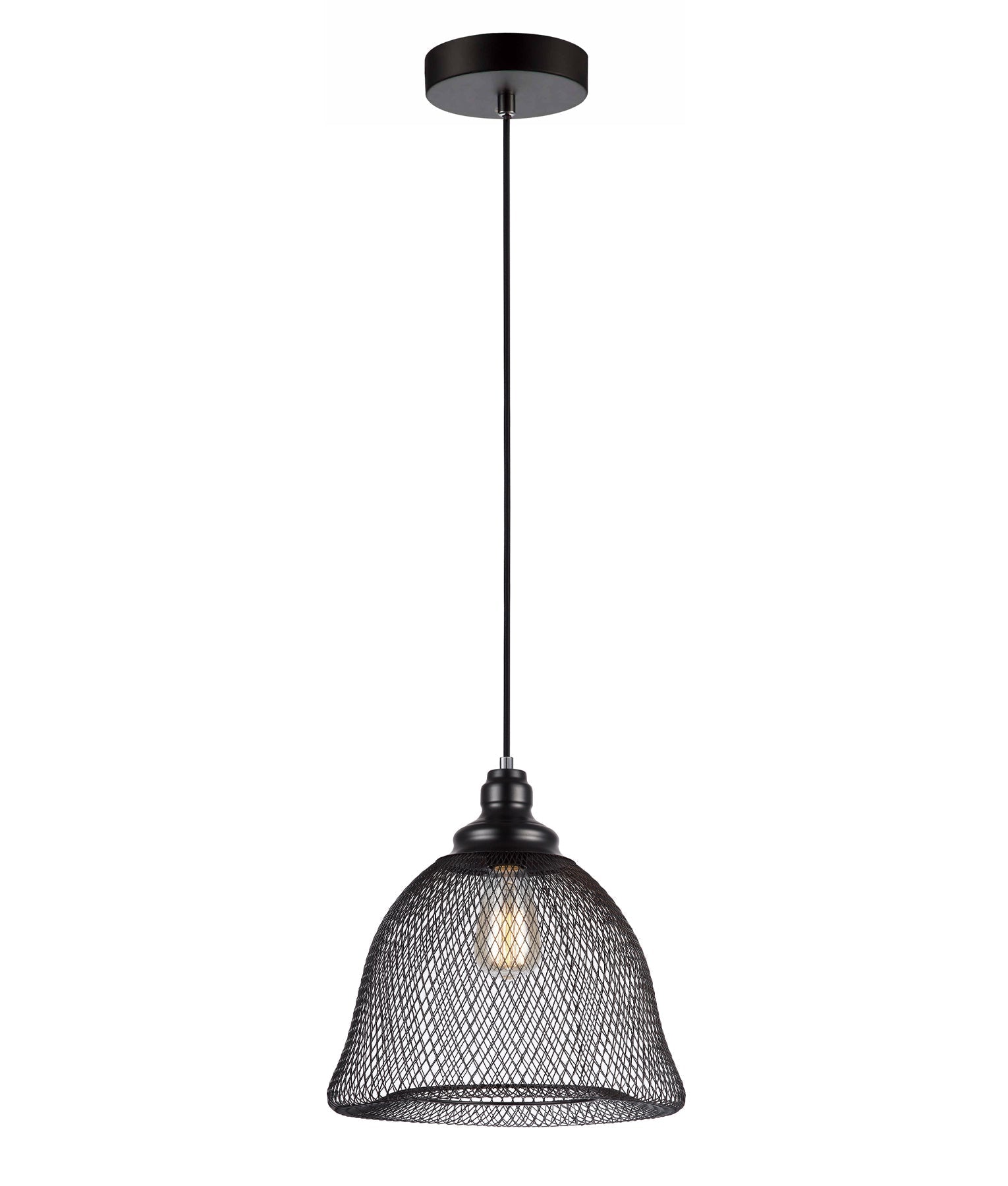 CHEVEUX: Industrial Black Mesh Bell Pendant Light