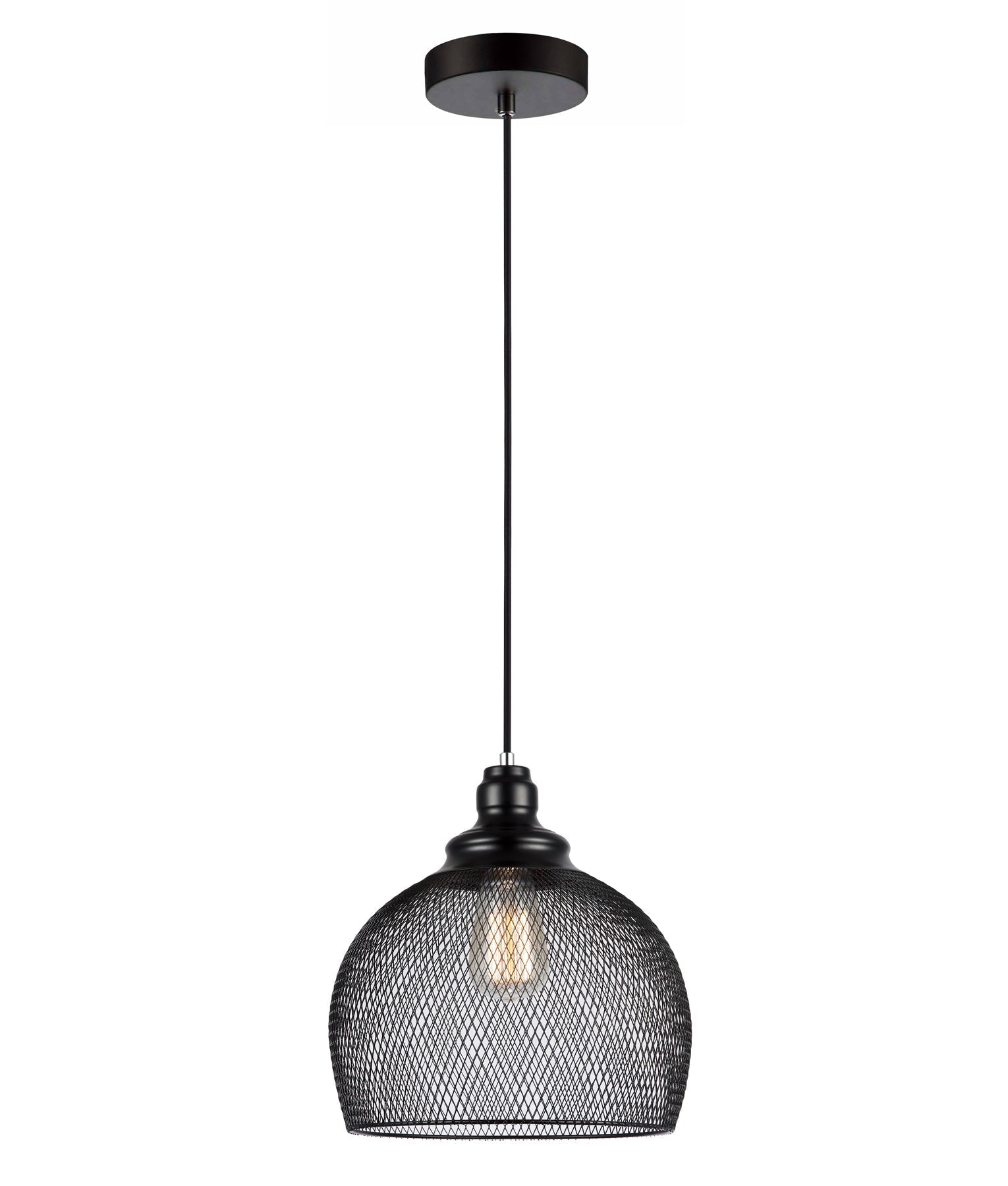 CHEVEUX: Industrial Black Mesh Bird Cage Wine Glass Shape Pendant Light