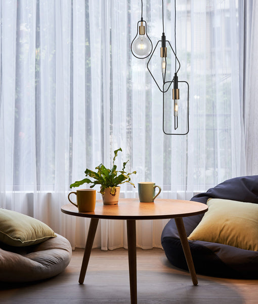 CONTOUR: Interior Black Wire Pear Shape Pendant Light