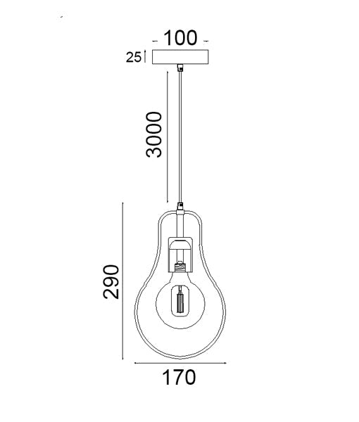 CONTOUR: Interior Black Wire Pear Shape Pendant Light