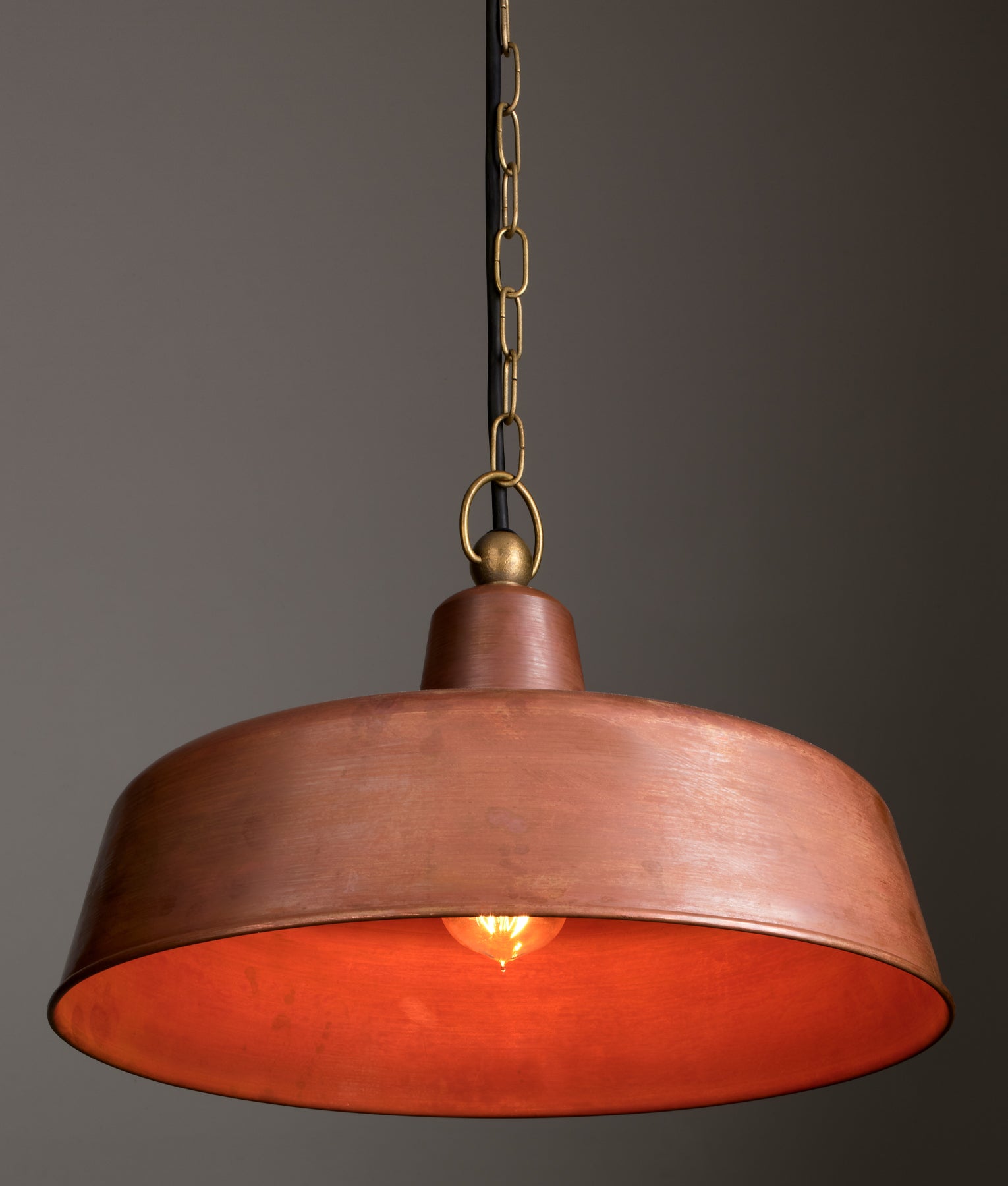 DEKSEL: Industrial Rustic Aged Copper Interior Dome Shape Pendant Light