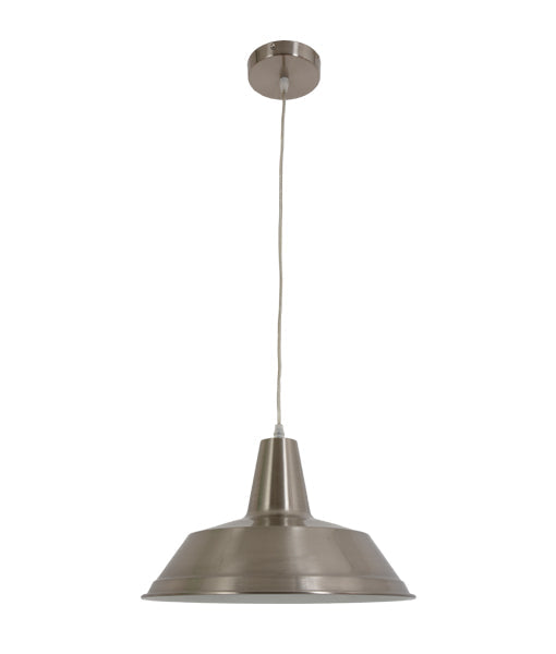 DIVO: Industrial Retro Dome Satin Chrome Pendant Light