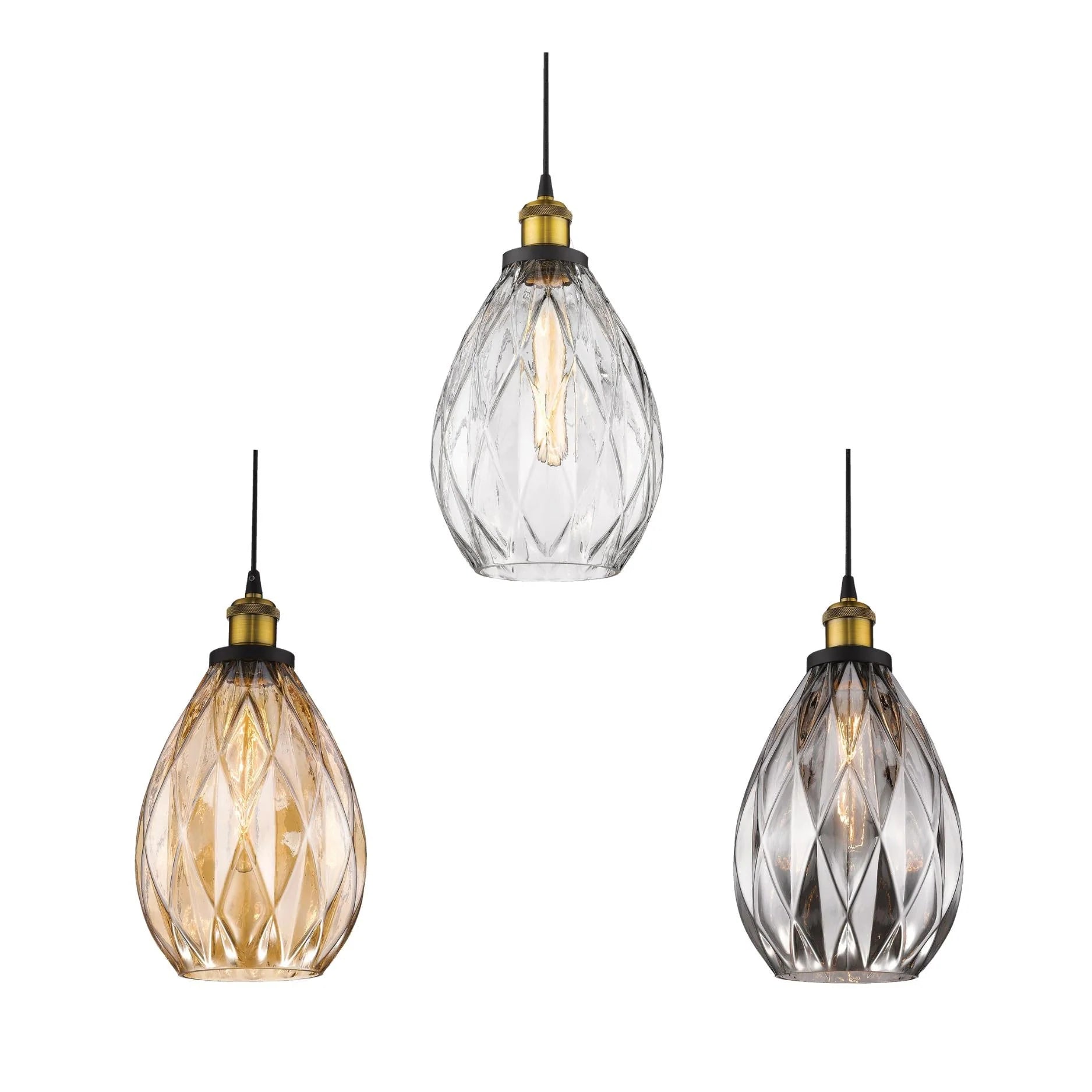 Domus EVELYN - 1 Light Crystal Glass Pendant