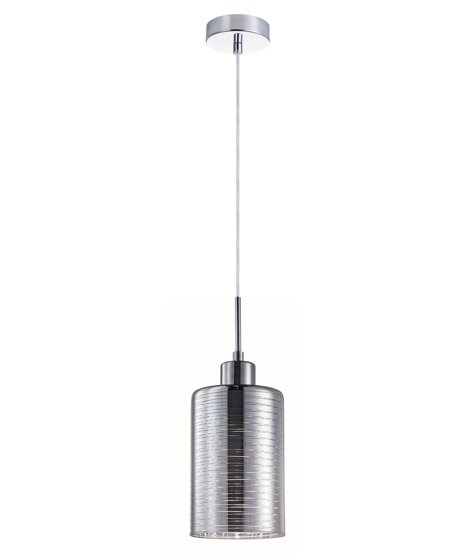 ESPEJO: Interior Iron & Chrome Oblong Glass with Line Effect Pendant Lights