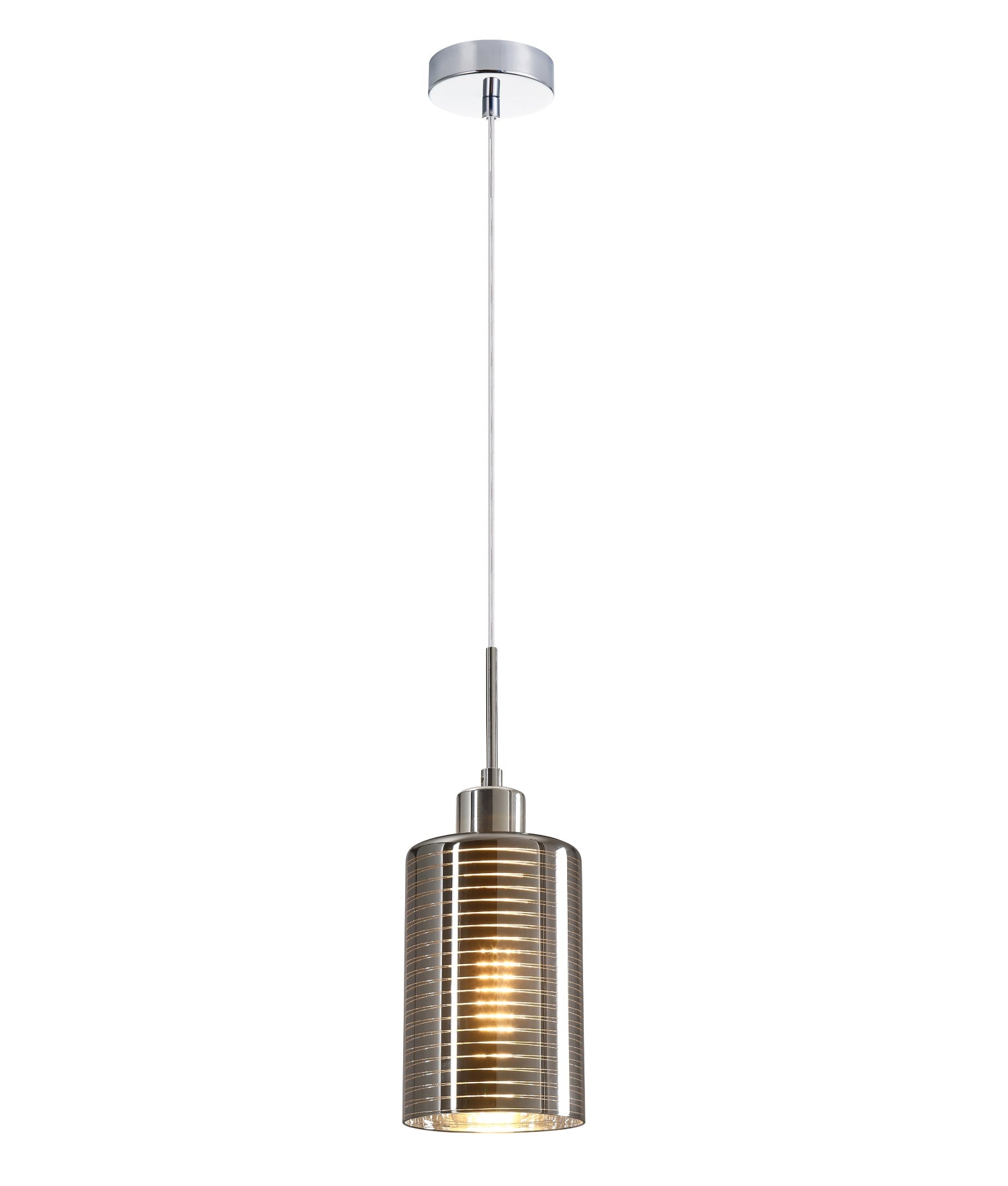 ESPEJO: Interior Iron & Chrome Oblong Glass with Line Effect Pendant Lights