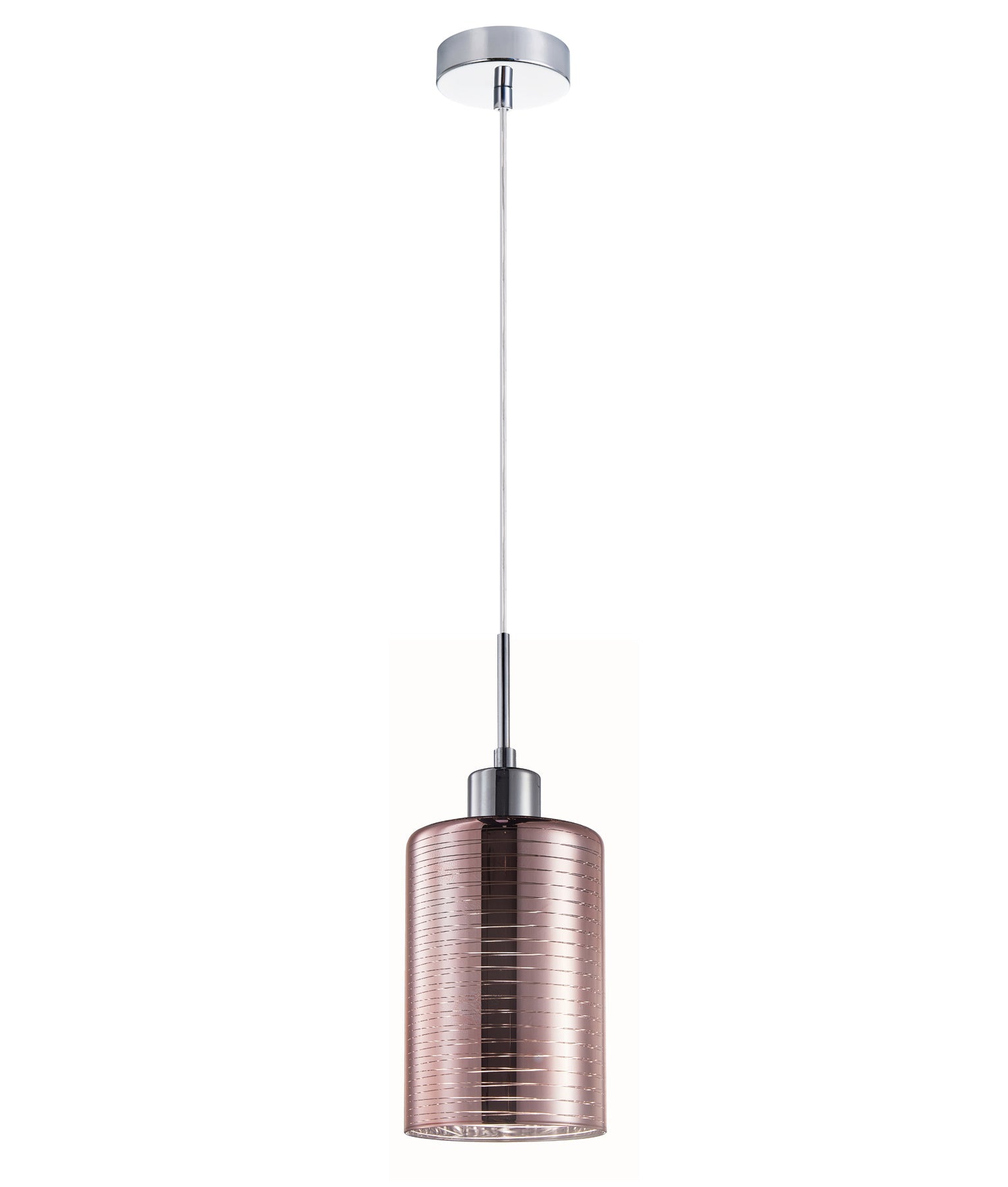 ESPEJO: Interior Iron & Rose Gold Oblong Glass with Line Effect Pendant Lights