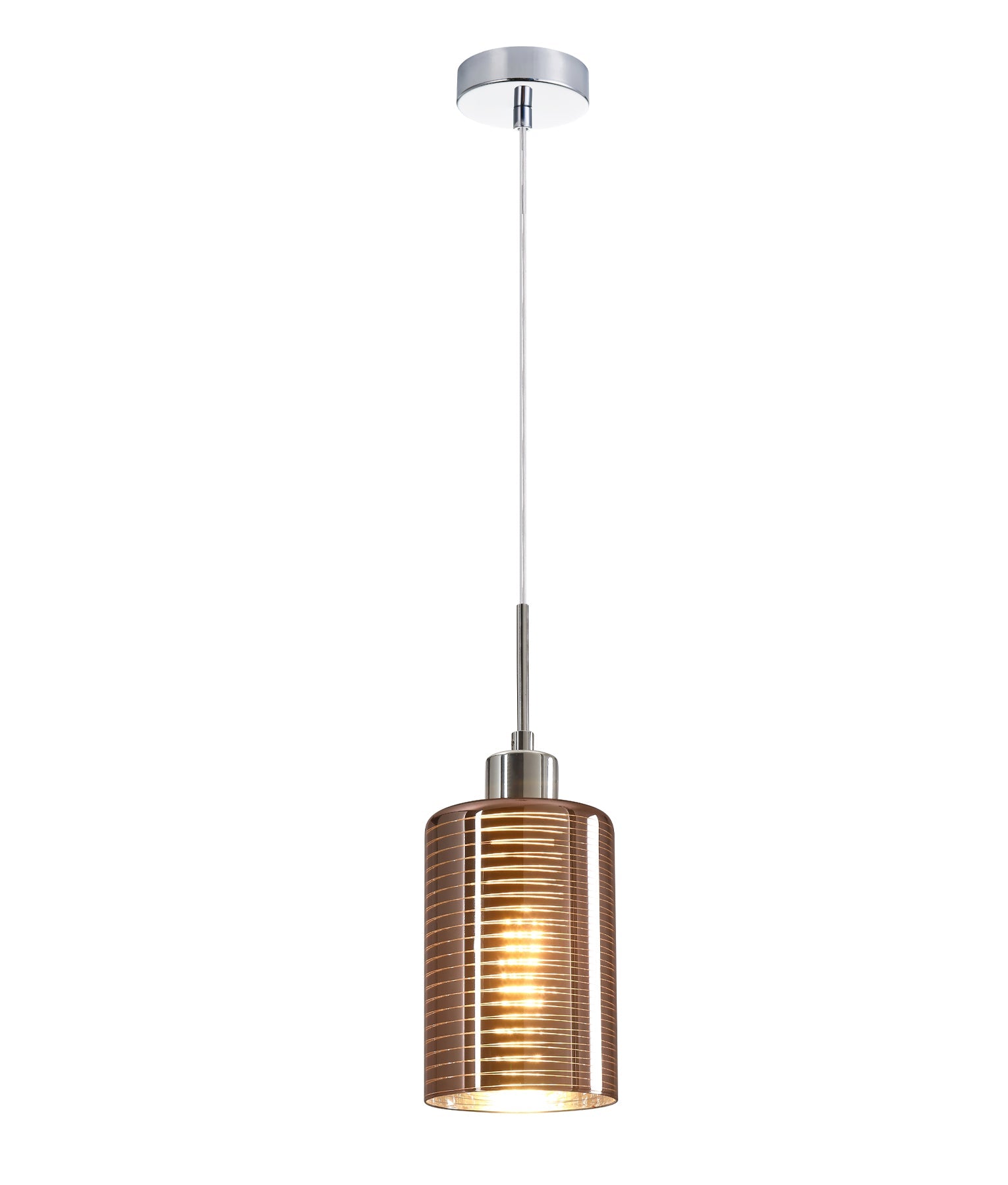 ESPEJO: Interior Iron & Rose Gold Oblong Glass with Line Effect Pendant Lights