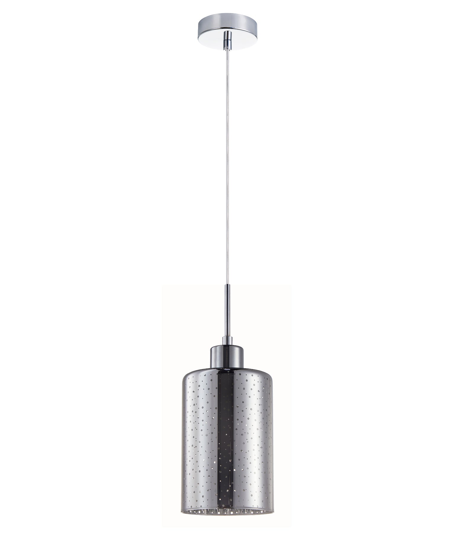 ESPEJO: Interior Iron & Chrome Oblong Glass with Dotted Effect Pendant Lights