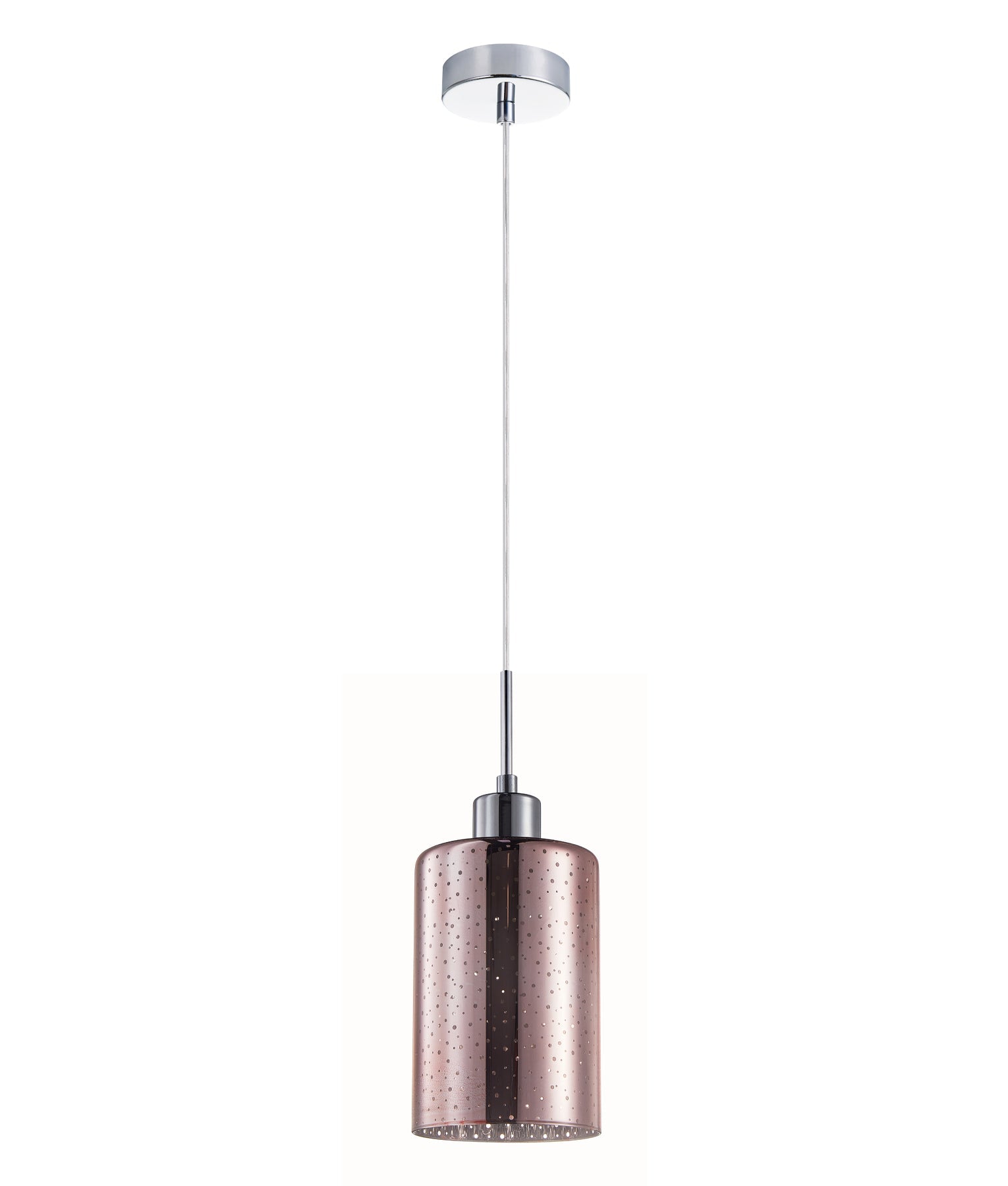 ESPEJO: Interior Iron & Rose Gold Oblong Glass with Dotted Effect Pendant Lights