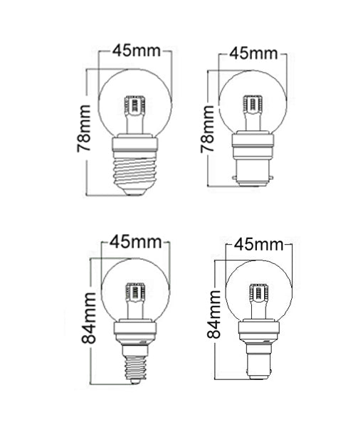 Fancy Round LED Filament Dimmable Frosted Globes