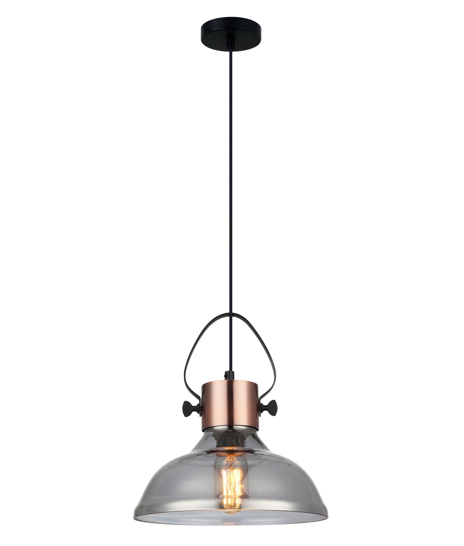 FUMOSO: Retro Smokey Glass Dome Shape Pendant Light