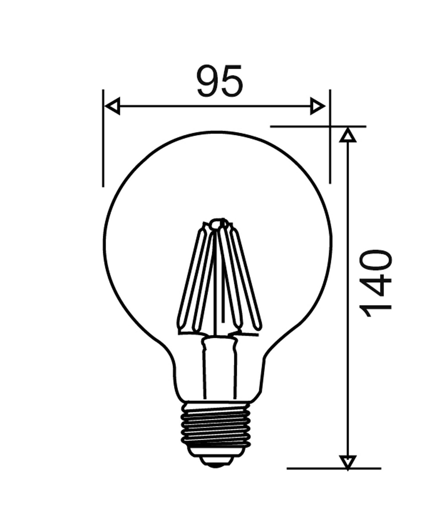 G95 LED Filament Dimmable Globes Frosted Diffuser (6W)