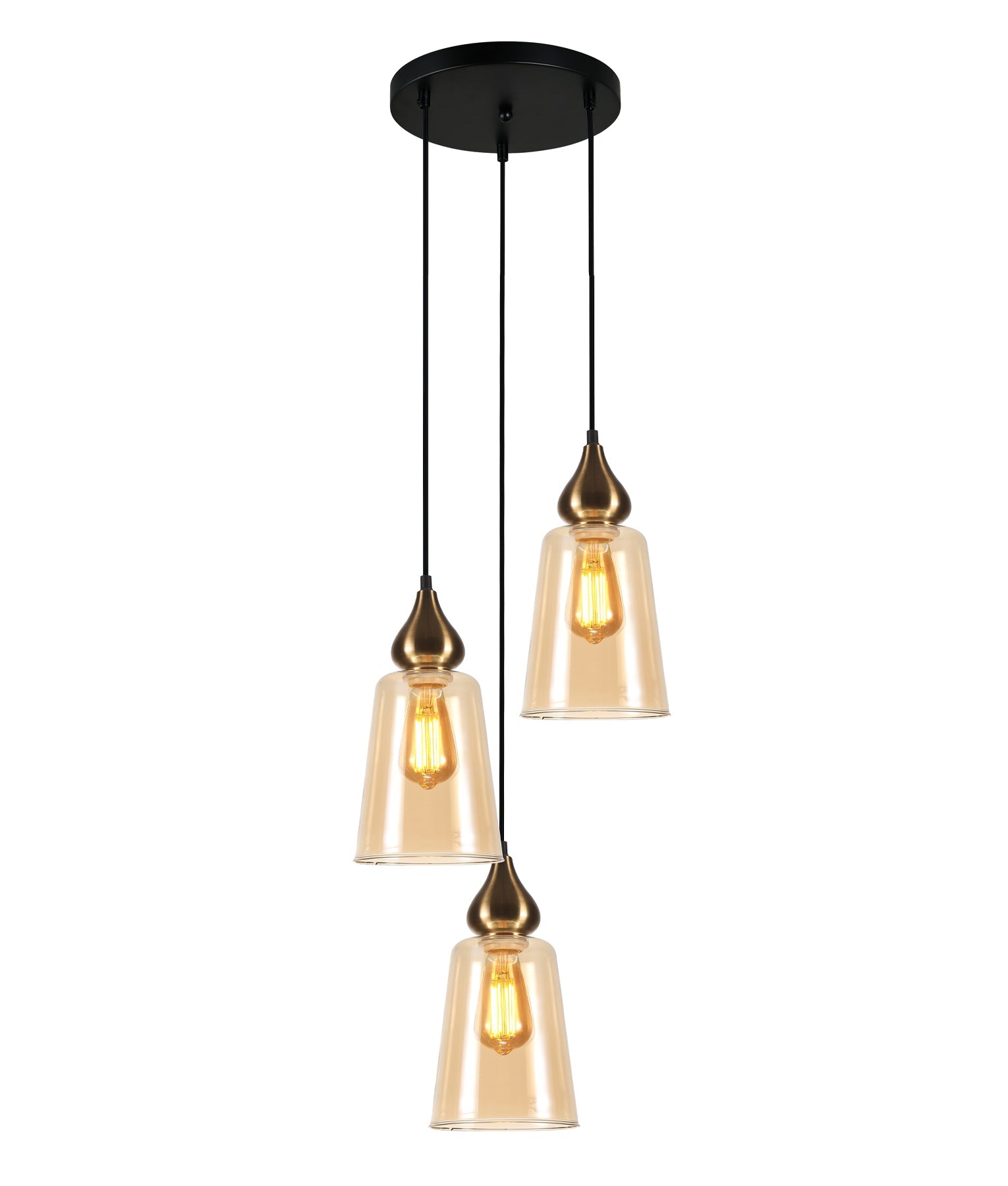 JEREZ: Bronze Amber/ Smokey Black Ellipse Glass Flat Top Pendant Lights