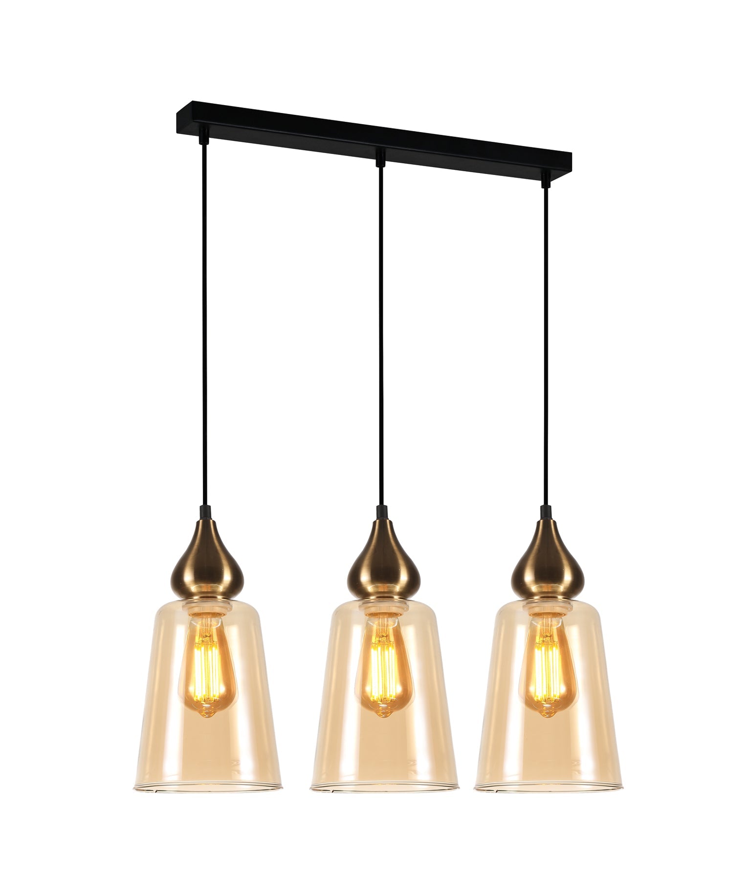 JEREZ: Bronze Amber/ Smokey Black Ellipse Glass Flat Top Pendant Lights