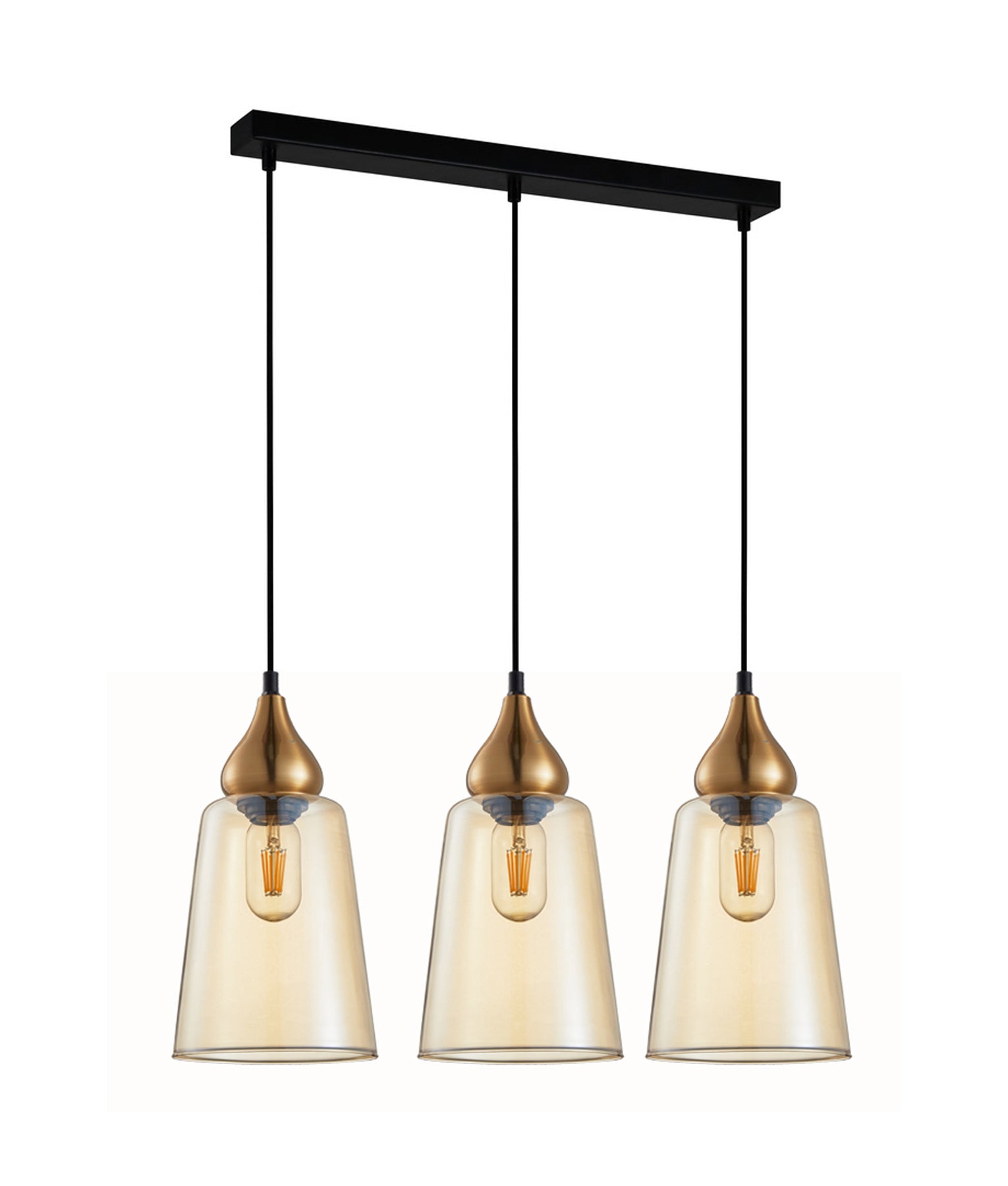 JEREZ: Bronze Amber/ Smokey Black Ellipse Glass Flat Top Pendant Lights