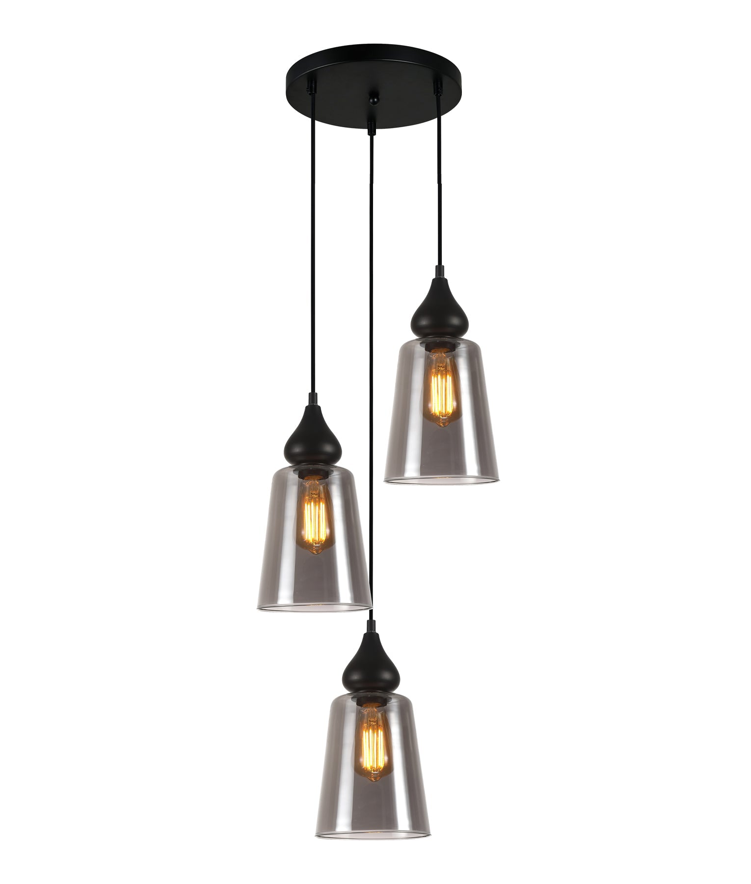 JEREZ: Bronze Amber/ Smokey Black Ellipse Glass Flat Top Pendant Lights