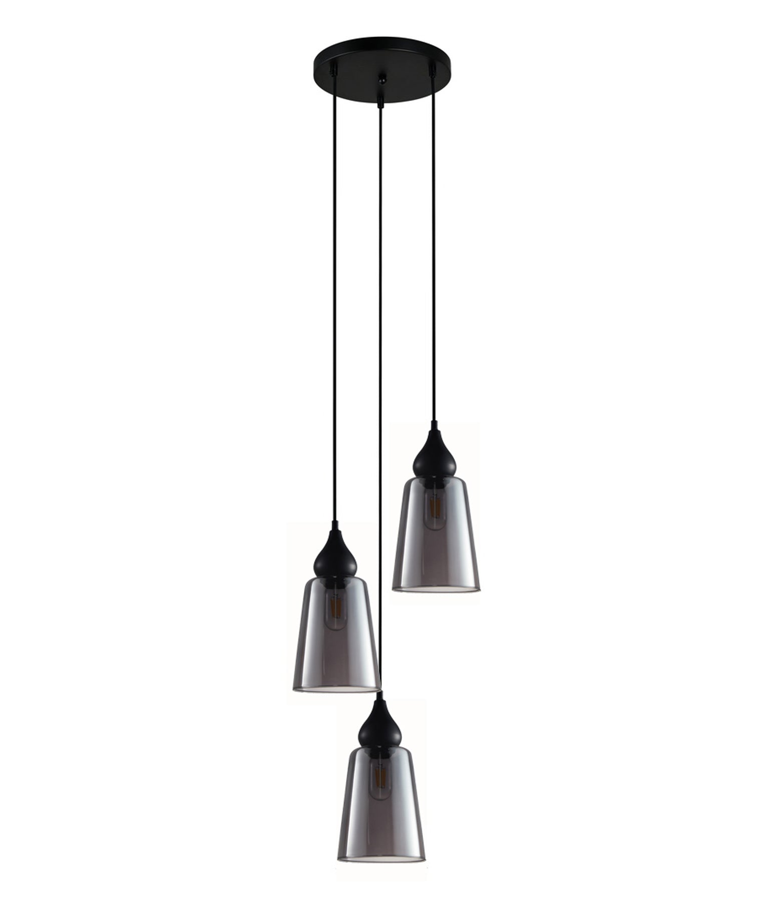 JEREZ: Bronze Amber/ Smokey Black Ellipse Glass Flat Top Pendant Lights