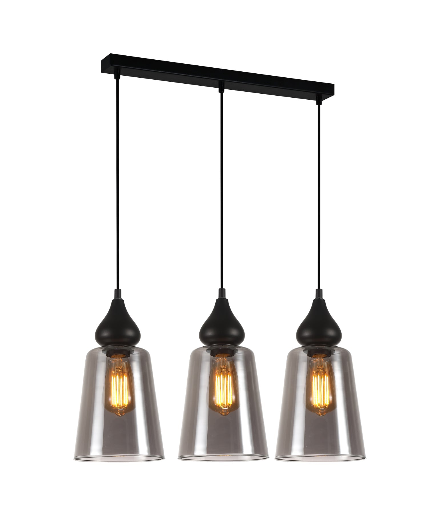 JEREZ: Bronze Amber/ Smokey Black Ellipse Glass Flat Top Pendant Lights