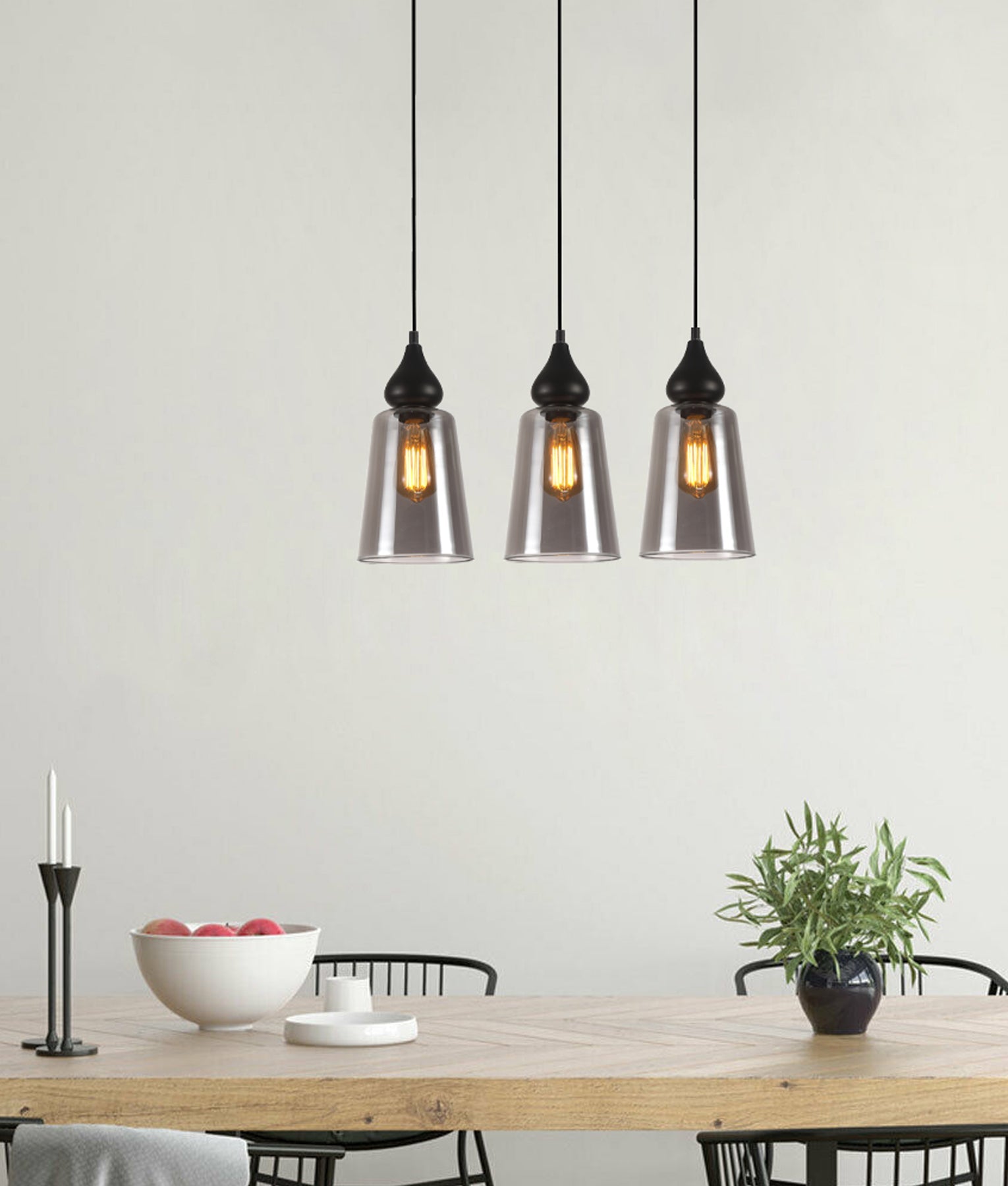 JEREZ: Bronze Amber/ Smokey Black Ellipse Glass Flat Top Pendant Lights