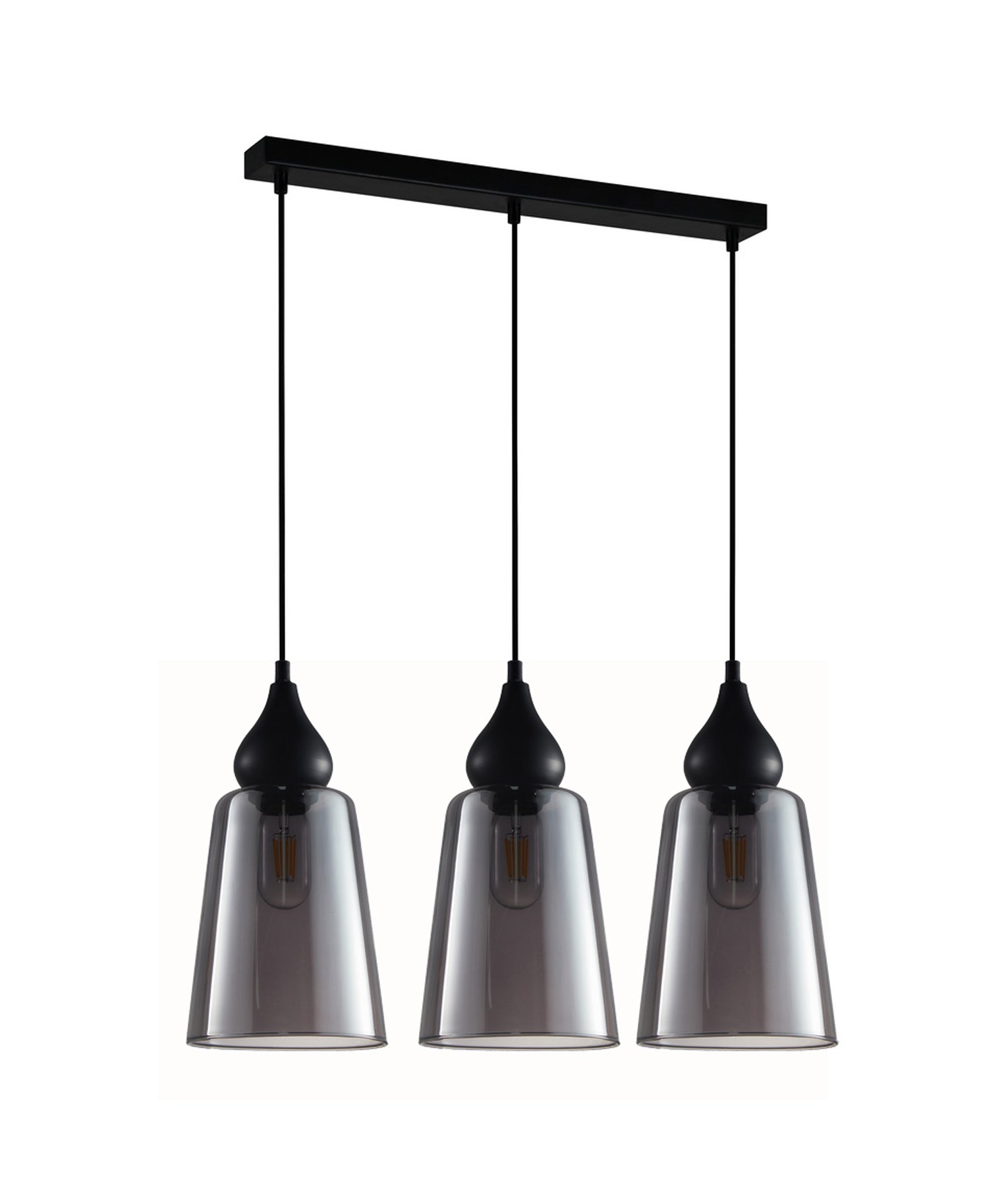 JEREZ: Bronze Amber/ Smokey Black Ellipse Glass Flat Top Pendant Lights