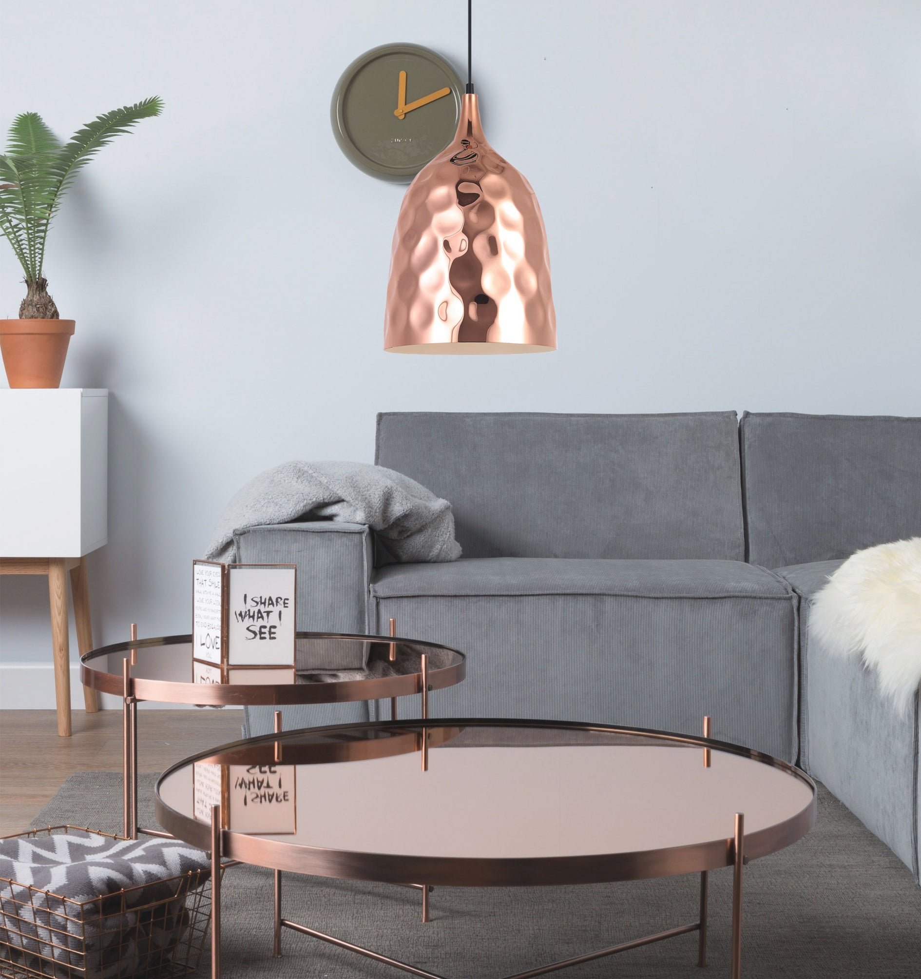 KOPER: Bohemian Copper Plated Ellipse Shape Pendant Light