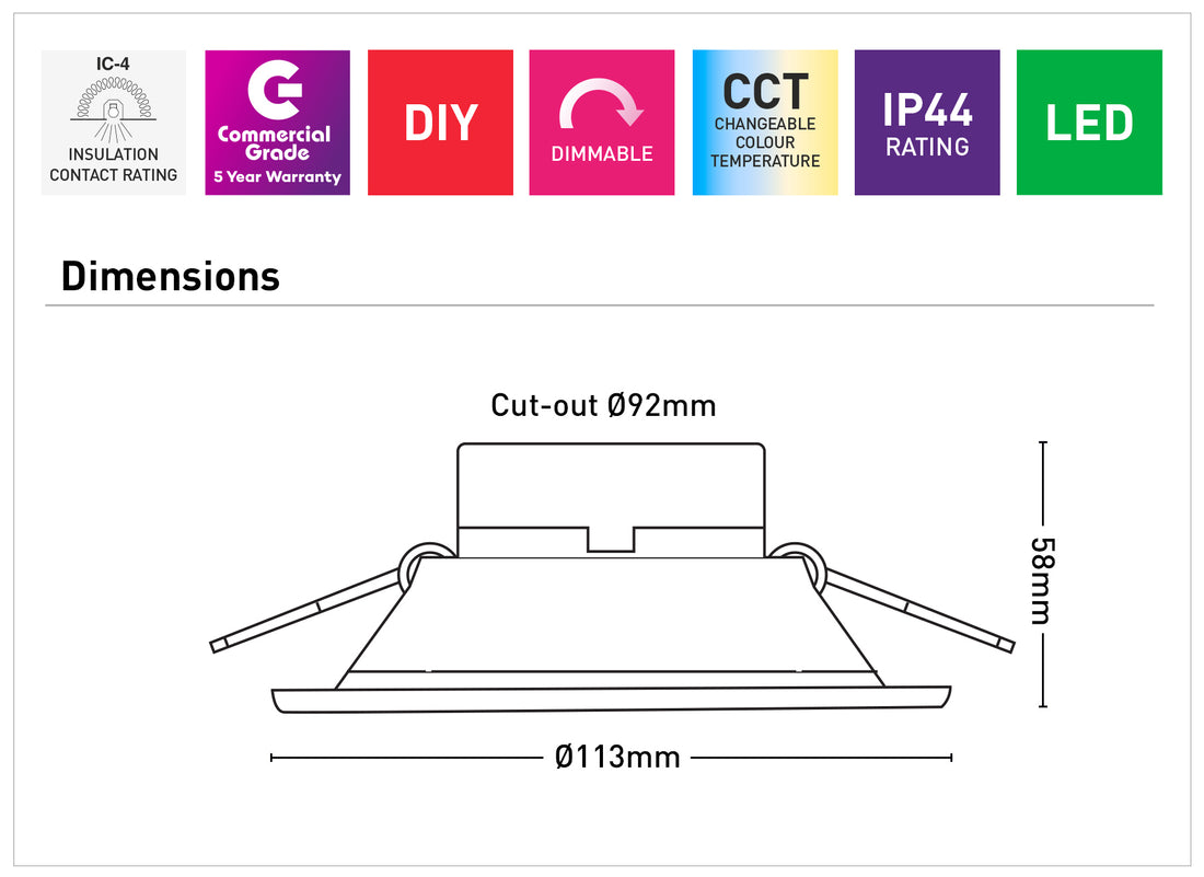 Aaydan 8W LED Downlight Tri-Colour