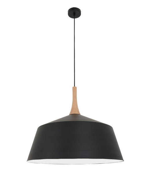 NORDIC: Modern Scandinavian Large Dome Shape Steel & Wood Pendant Lights