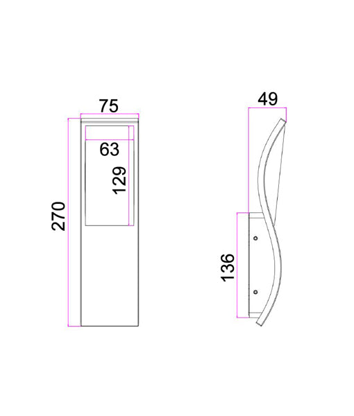 OLA: Exterior LED Wavy Rectangular Surface Mounted Wall Lights IP65