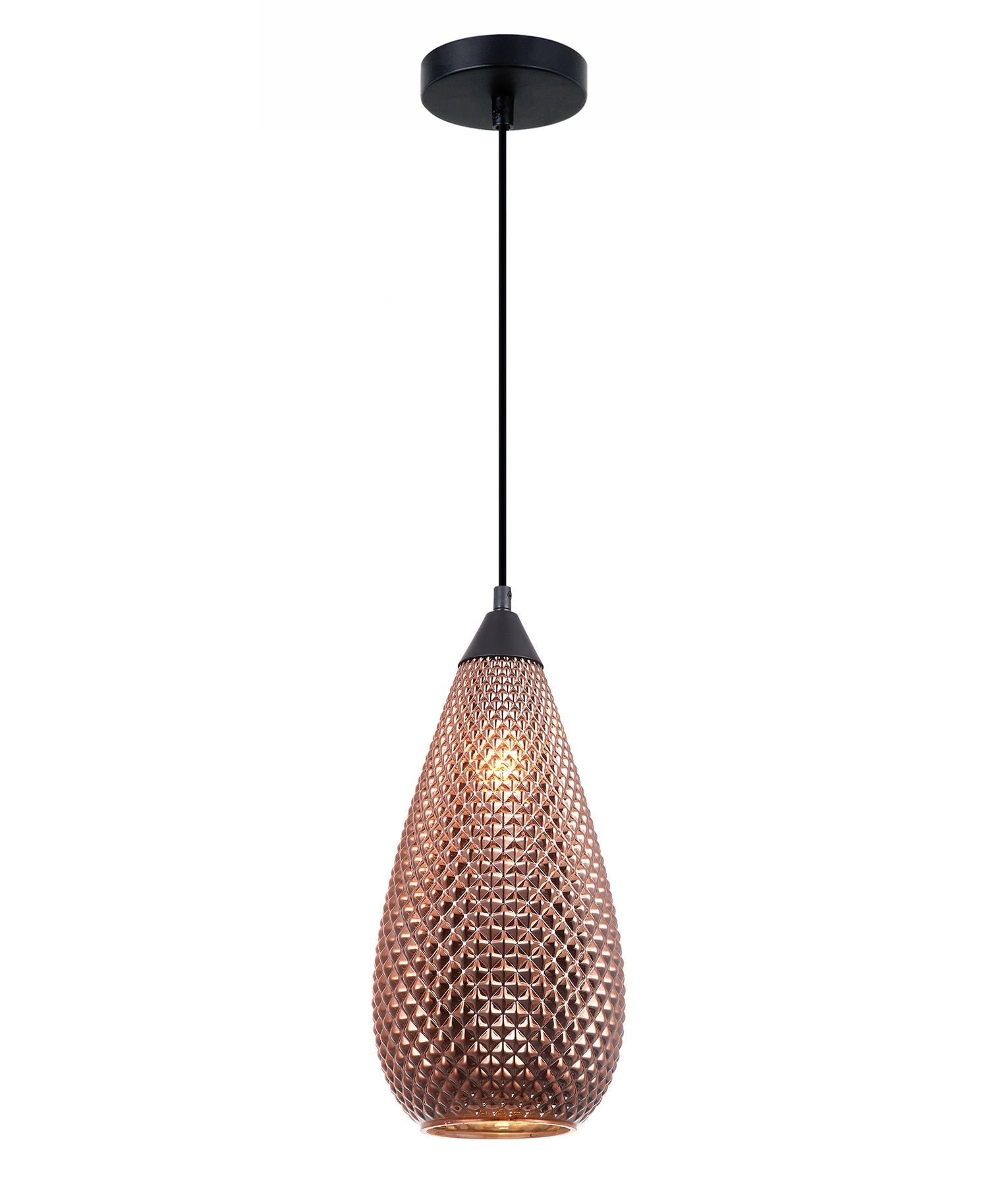 RICTUS: Bohemian Glass with Quadrilateral Segments Tear Drop Shape Pendant Lights