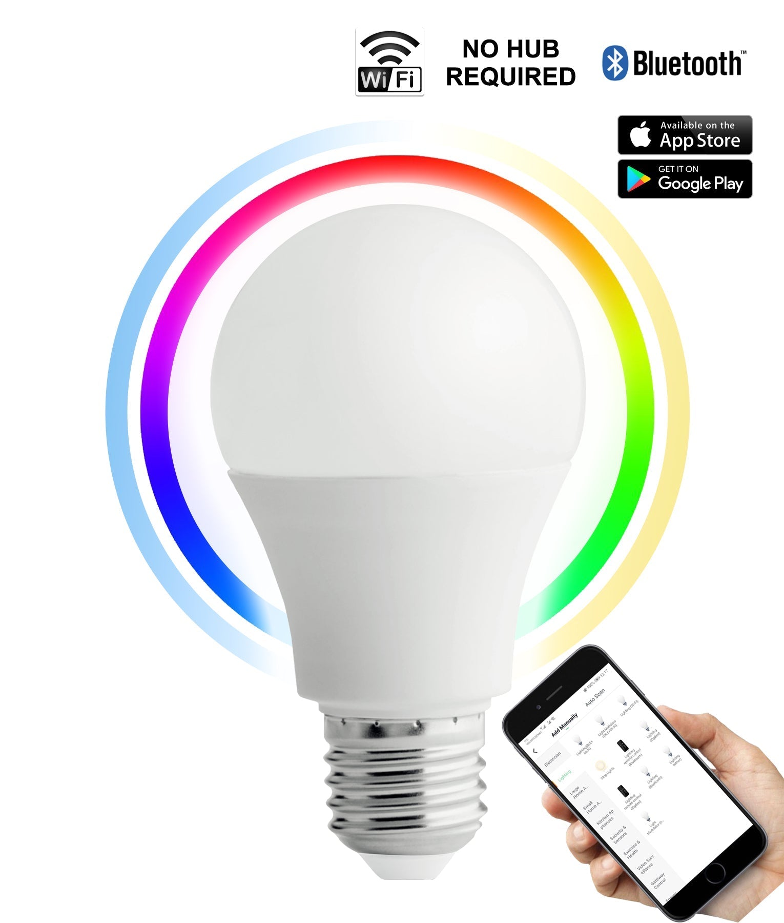 SMTGLS LED Smart Dimmable Tri-CCT+RGB GLS Globes (10W)