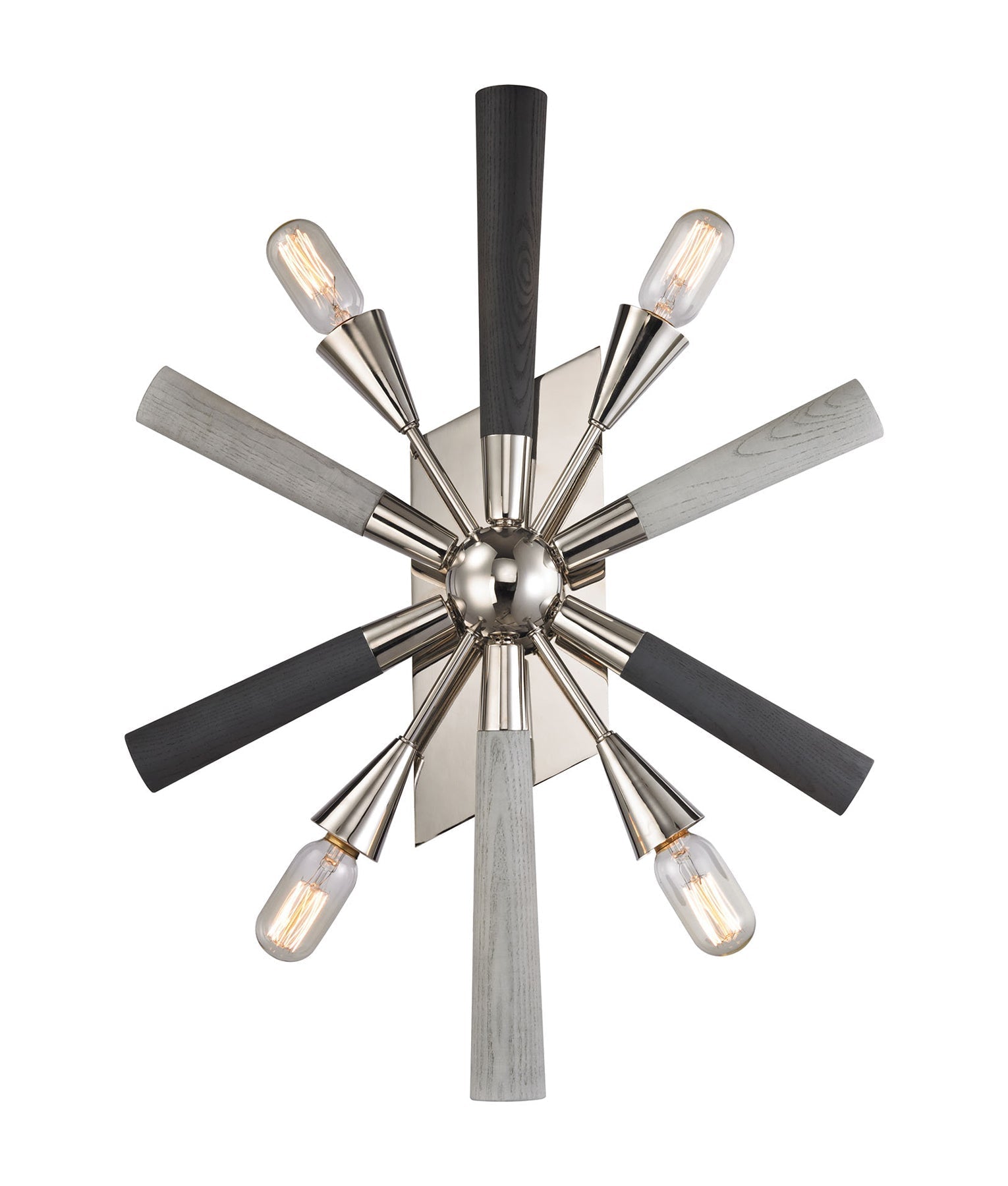 SPUTNIK: Polished Nickel Dark-Light Grey Wood Wall Light