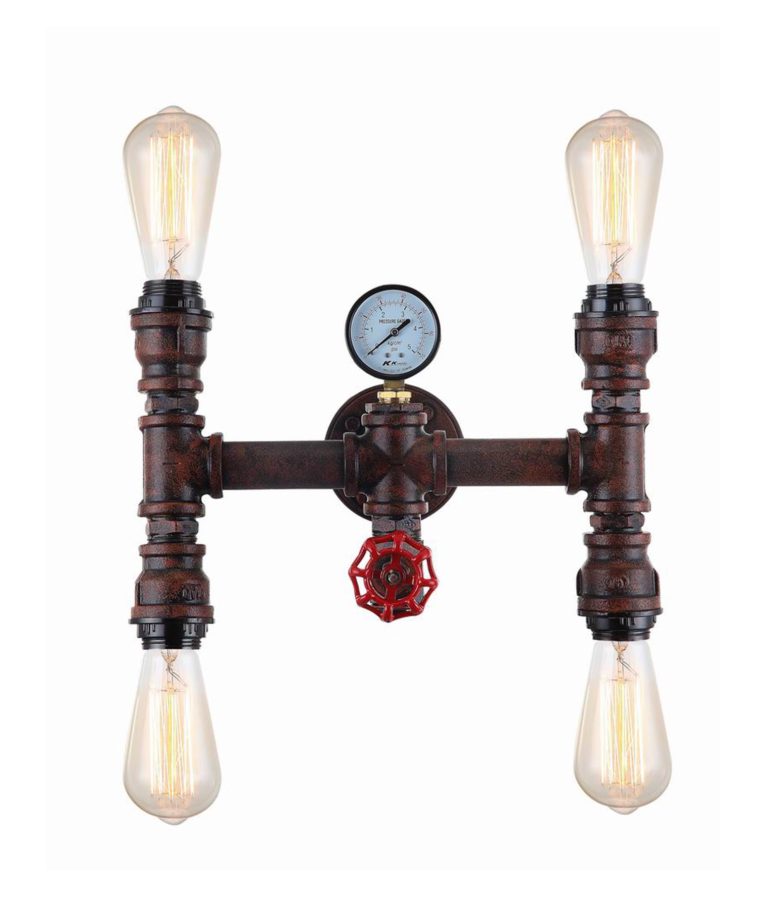 STEAM: Interior Aged Iron 4xPipe Wall Light