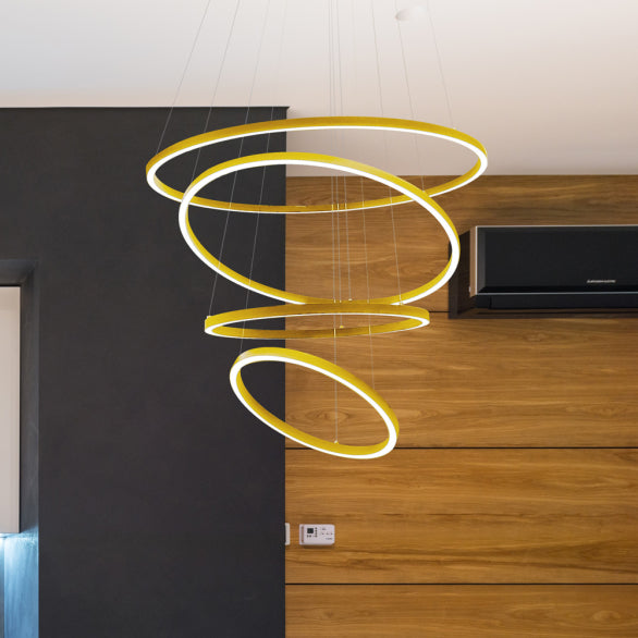 CIRCLE LIGHT DOWN 4 TIER PENDANT GOLD